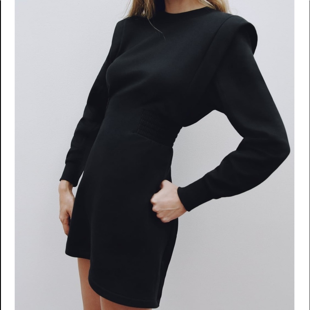 Zara Shoulder Pad Dress with contrast Back